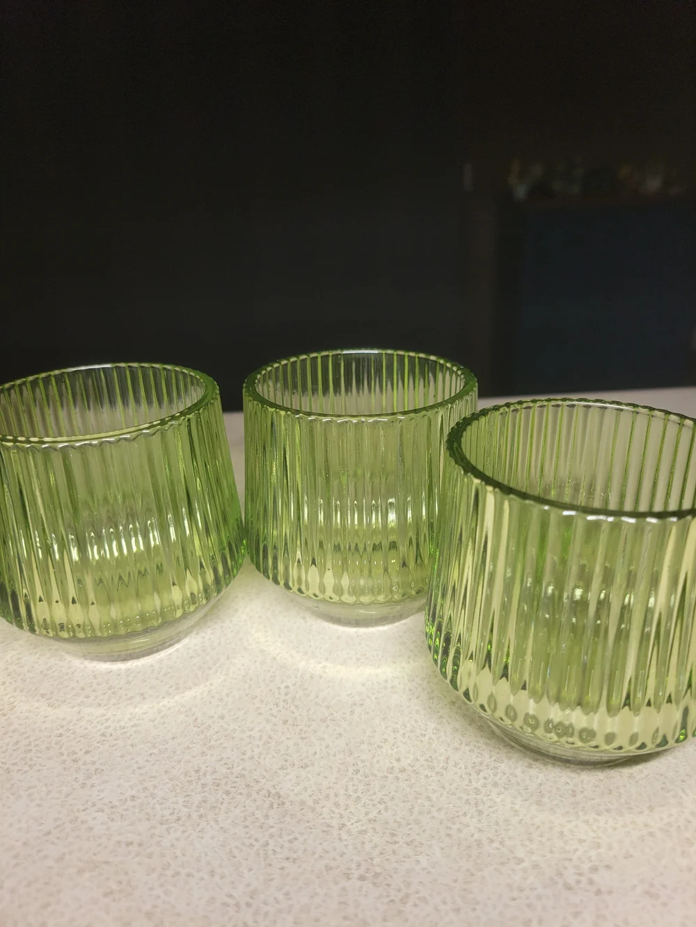Green Ribbed Tealight Candle Holders - Wedding / Party Decor
